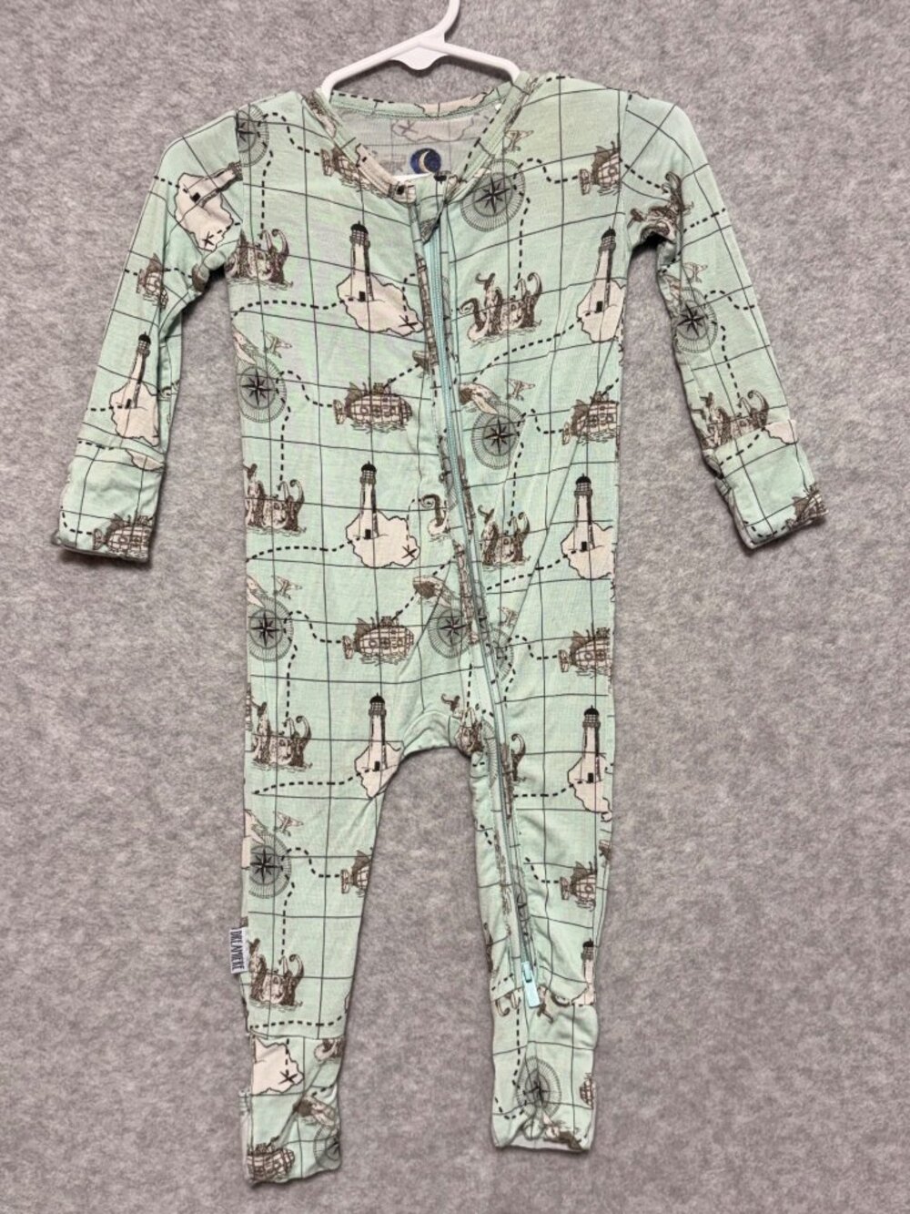 Dreamiere Infant Bamboo Pajamas 3-6M Treasure Map Convertible Footie